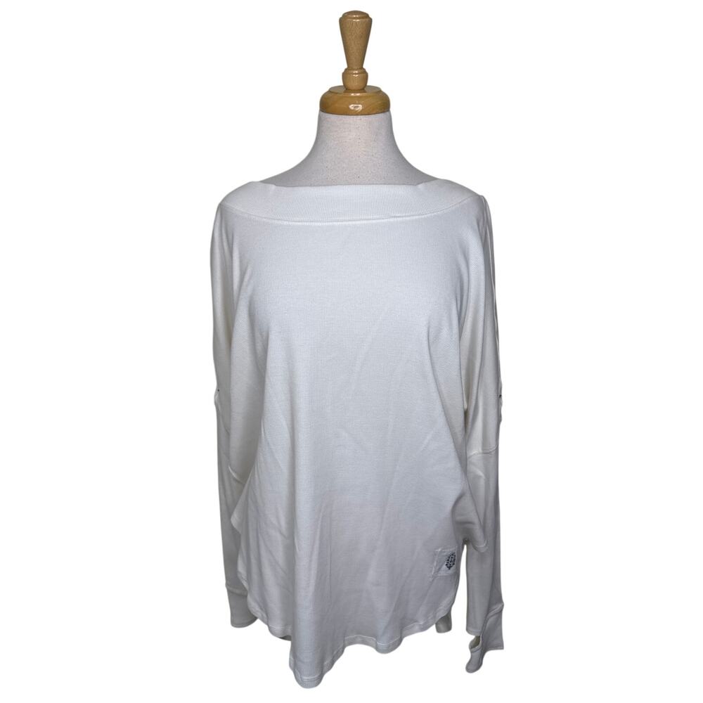FREE PEOPLE Movement Open Back Scoop Neck Top OB16044700 White Size Medium NWT